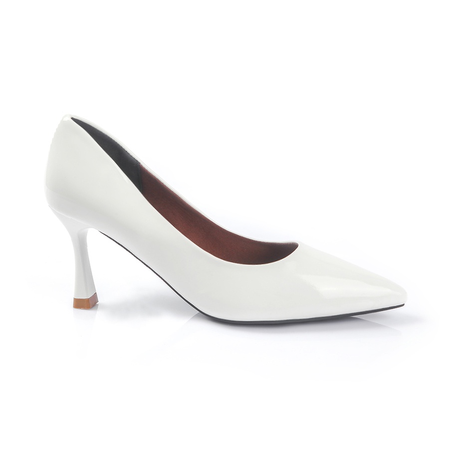 Giày Công Sở Nữ Cao Gót Mũi Nhọn 7 Phân, Guốc Nữ Da Bóng Đế Nhọn Đi Tiệc 7cm NUDDO _NB709