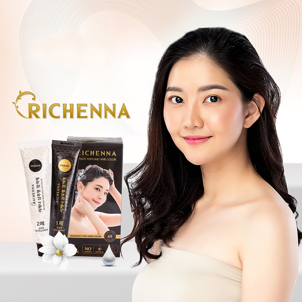 Nhuộm tóc Richenna dạng dầu gội hương nước hoa 60/60g