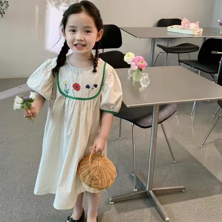 Đầm Công Chúa Dáng Dài Vải Cotton Thời Trang Hàn Quốc Mùa Hè Cho Bé Gái 5