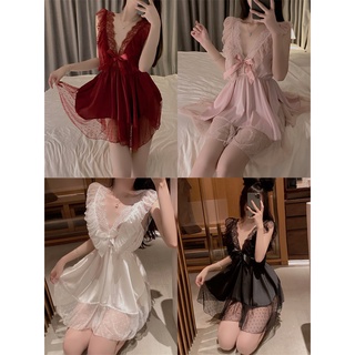 Đồ ngủ lụa phối ren hở lưng quyến rũ dành cho nữ