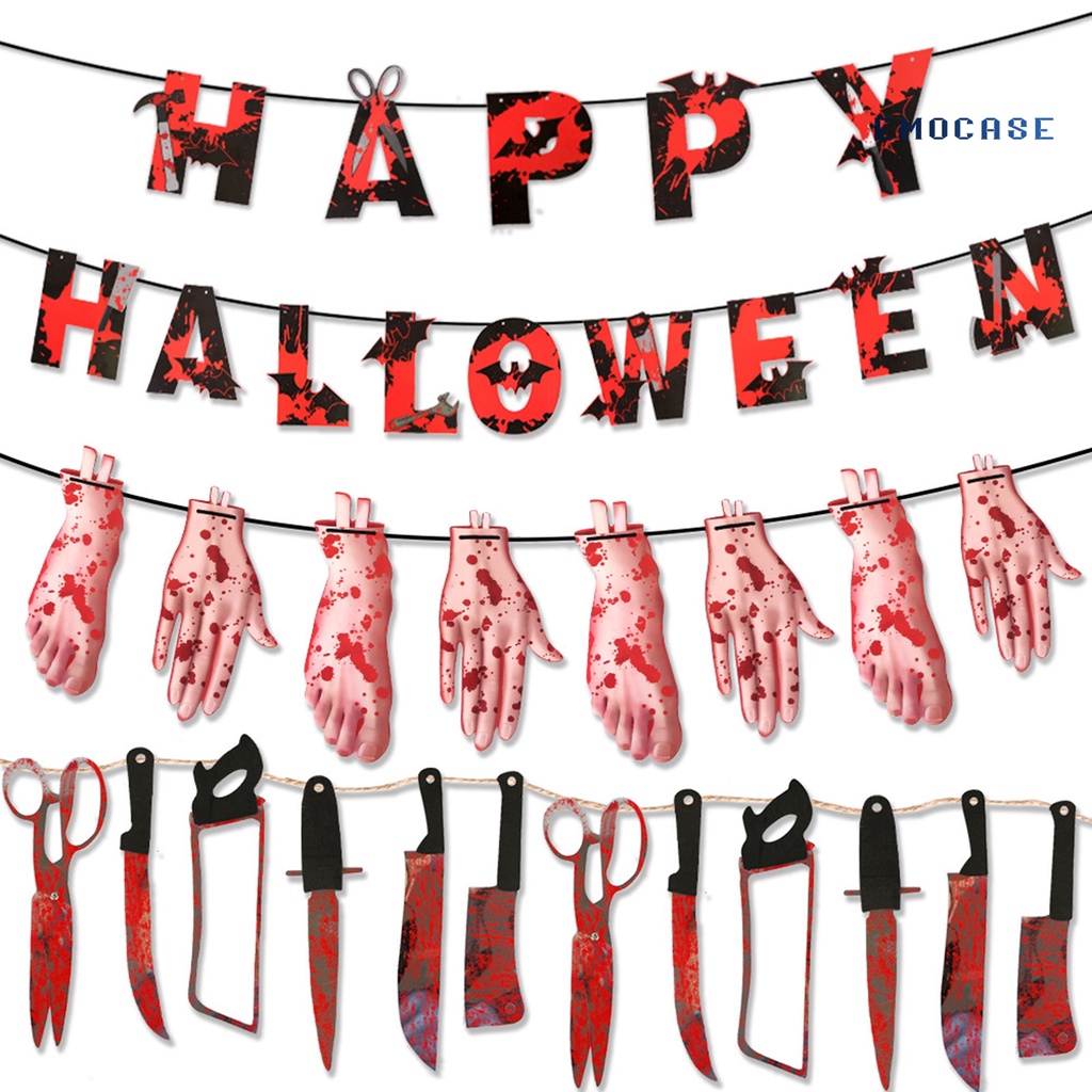 1 Set Cờ Treo Bằng Giấy Gọn Nhẹ Dễ Lắp Đặt Trang Trí Halloween