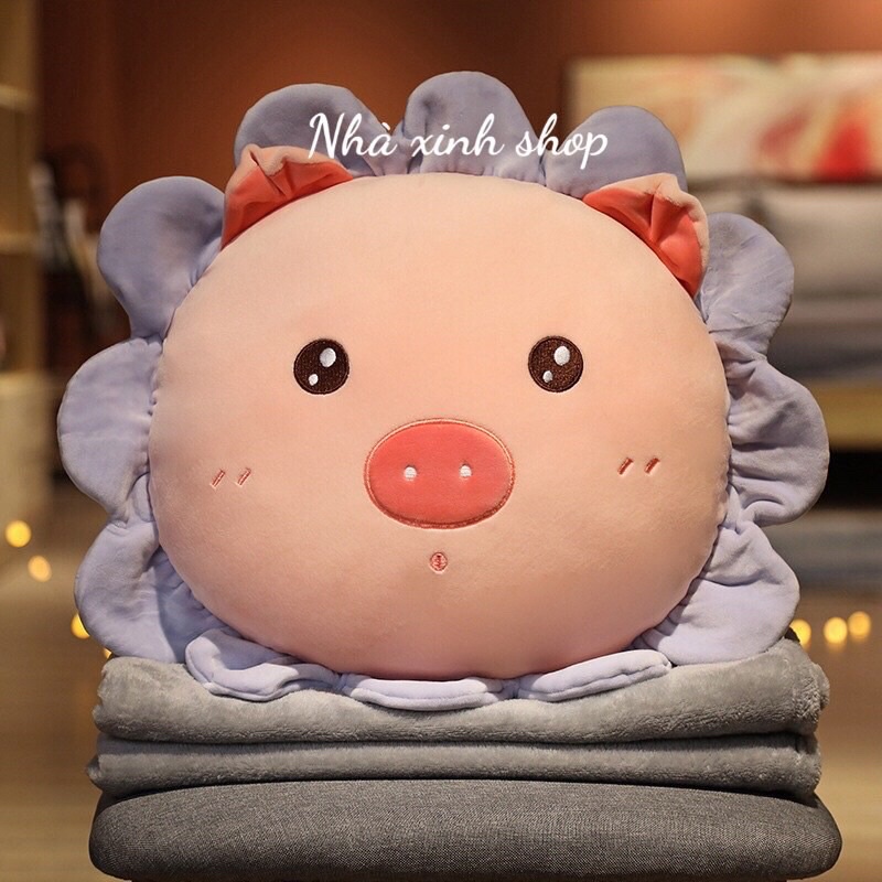 Bộ chăn gối văn phòng chăn lớn 1m6*2m Nhà Xinh Shop
