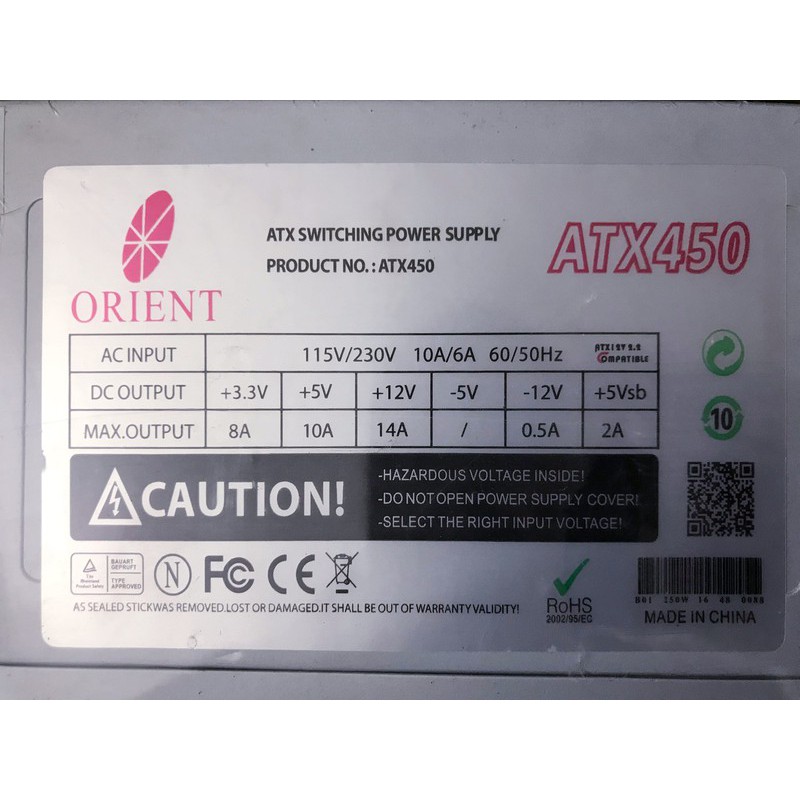 Nguồn PC Orient ATX 450W