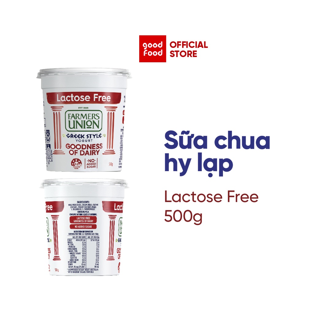 Sữa Chua Hy Lạp Greek Yogurt Farmers Union không lactose 500g - 1 hũ