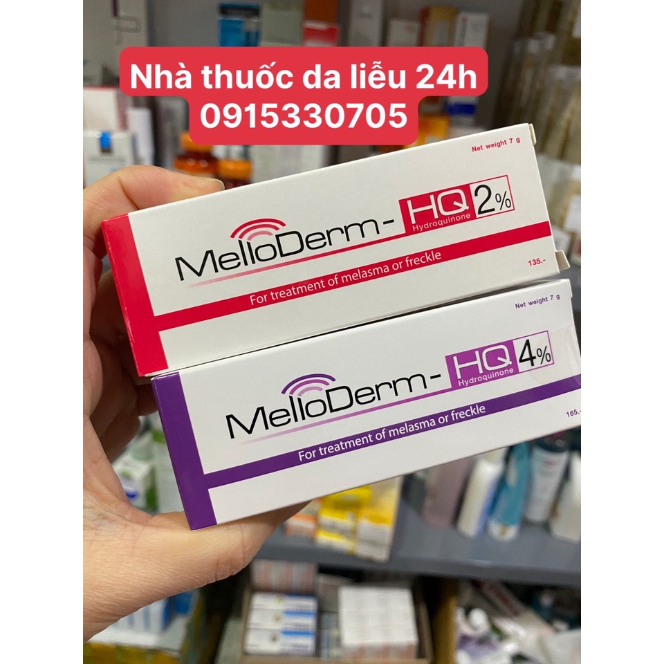 MelloDerm - hydroquinone HQ 4% và 2% - Kem giảm nám, tàn nhang, đồi mồi, thâm do mụn để lại