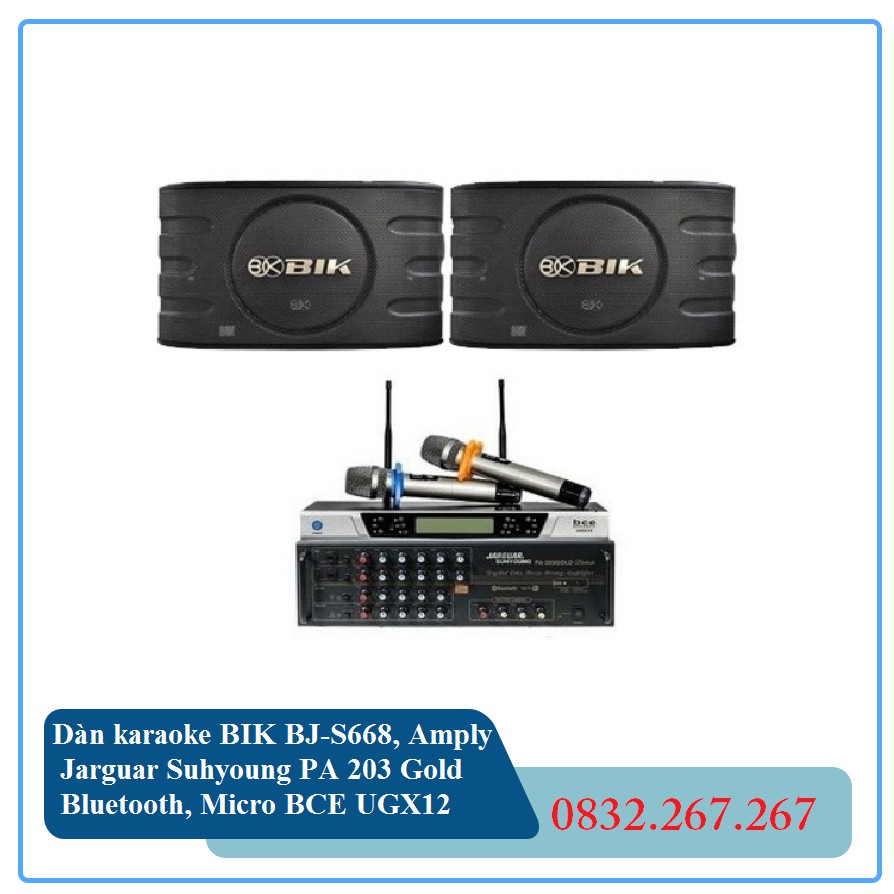 Dàn karaoke BIK BJ-S668, Amply Jarguar Suhyoung PA 203 Gold Bluetooth, Micro BCE UGX12