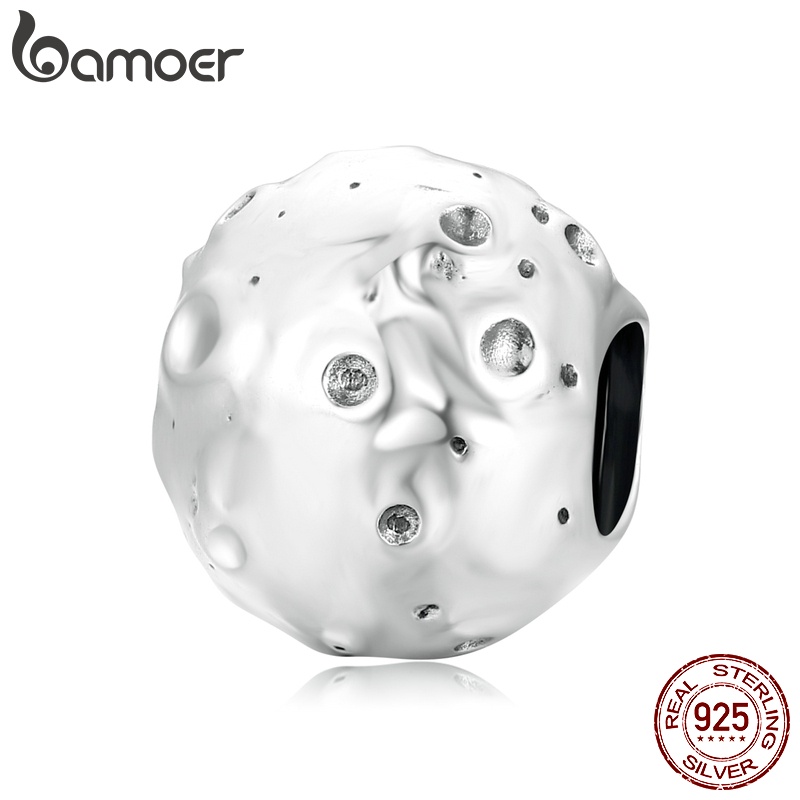 Phụ kiện BAMOER SCC2059 bằng bạc 925 hình mặt trăng nhỏ thời trang phù hợp làm vòng tay DIY