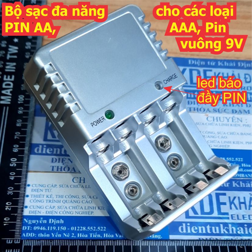 Bộ sạc đa năng dock sạc cho các loại PIN tiểu AA AAA Pin vuông 9V kde5802