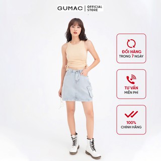 Chân váy jean phối túi GUMAC VJB6118