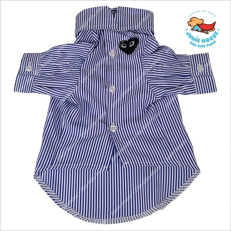 Áo sơ mi sọc thêu trái tim sang trọng cho chó mèo