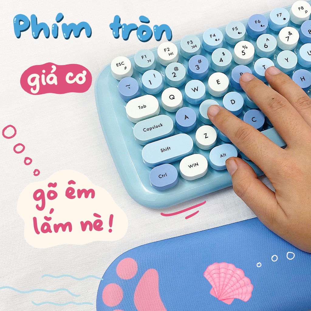 Bộ Bàn Phím Chuột Tròn Giả Cơ Không Dây Candy Mofii Dễ Thương - Tặng kèm stickers