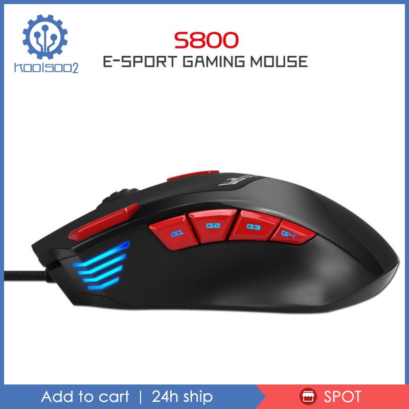 [KOOLSOO2]9Buttons USB Wired Gaming Mouse Adjustable 800~6000 DPI LED Light Mice Black