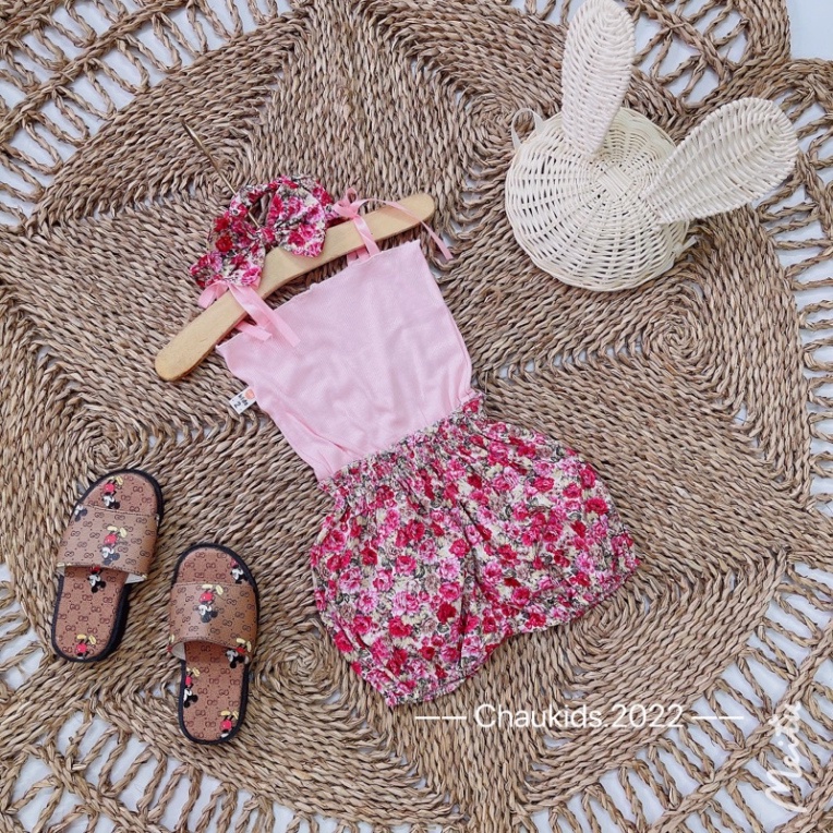 Bộ hè bé gái, set Jum áo hồng quần hoa bé gái