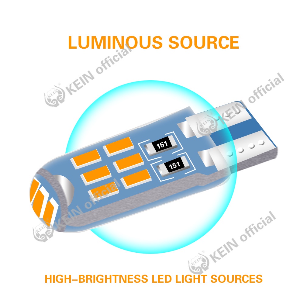 Bóng đèn LED T10 có vỏ silicon dành cho trang trí thay thế vòm xe ô tô W5W 194 168 15SMD 4014 DC12V