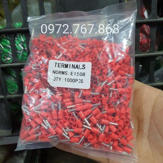 1000 đầu cos pin rỗng E1508 dùng cho dây 1.5mm2