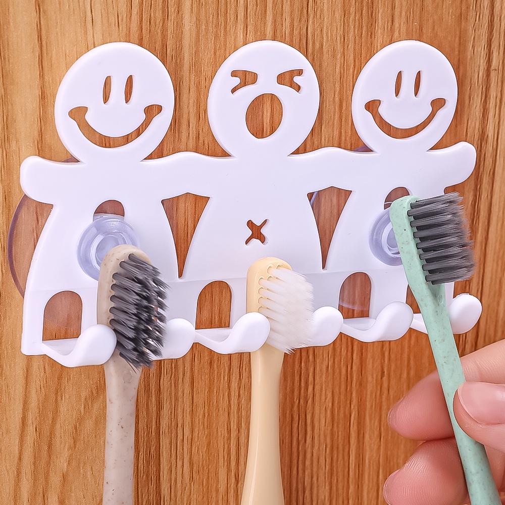 Giá Đỡ Bàn Chải Đánh Răng Gắn Tường Hình Mặt Cười Dễ Thương Với 2 Giác Hút Tiện Dụng