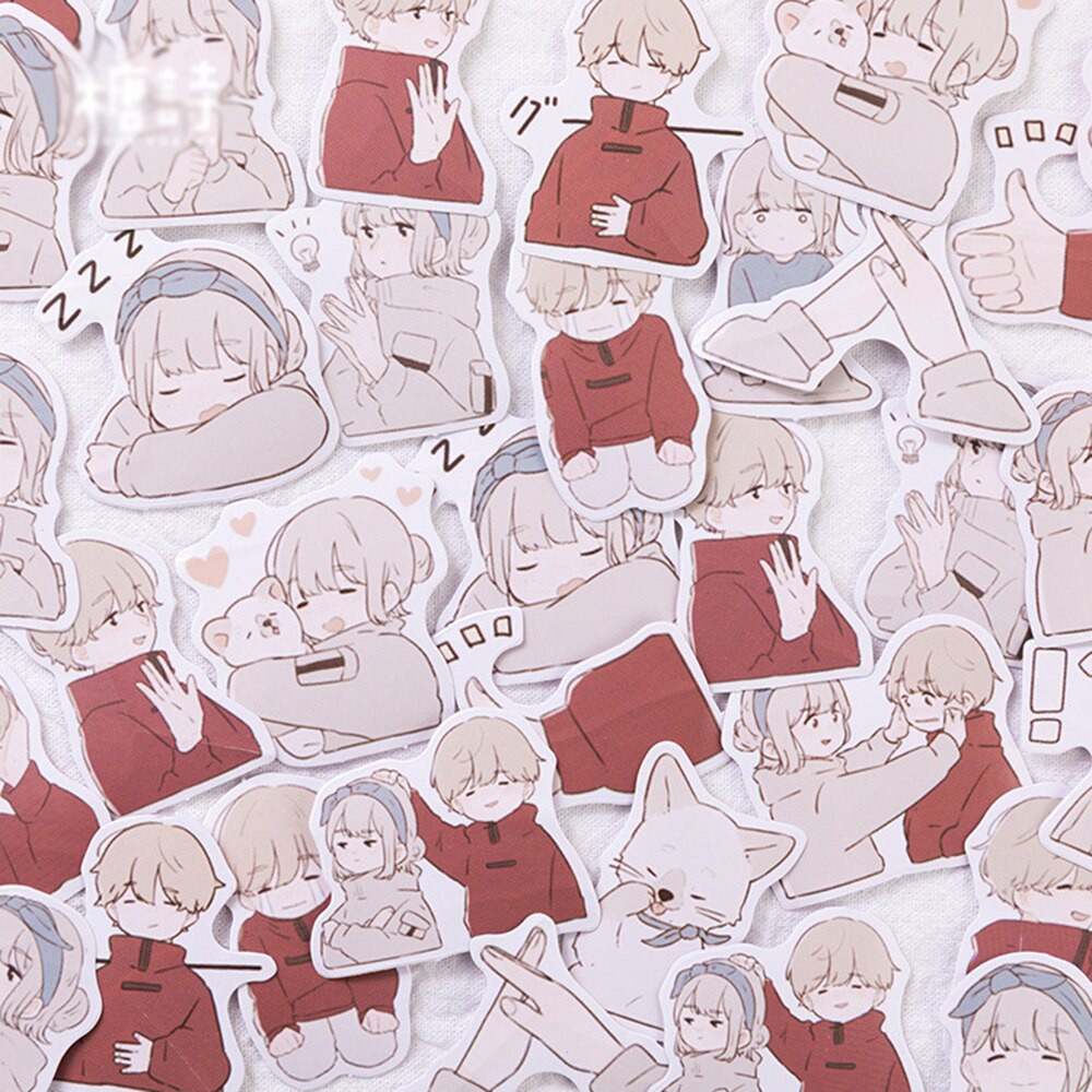 Combo 45 sticker dán trang trí DIY hình couple cute - VP044