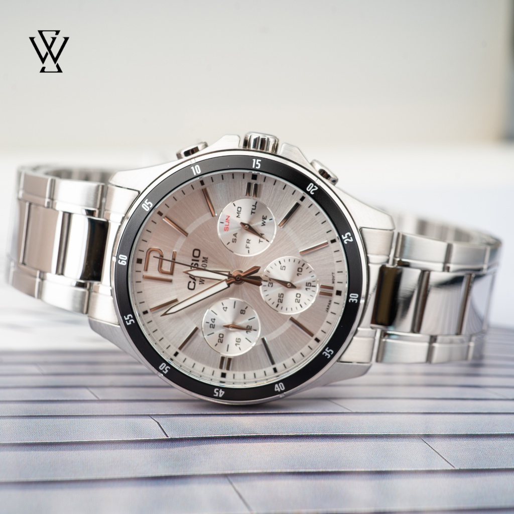 Đồng Hồ Quartz Nam Casio WATCHSTORE MTP-1374D-7AVDF Thiết Kế Kính Khoáng 43.5mm, Dây Kim Loại, Vỏ Thép Không Gỉ