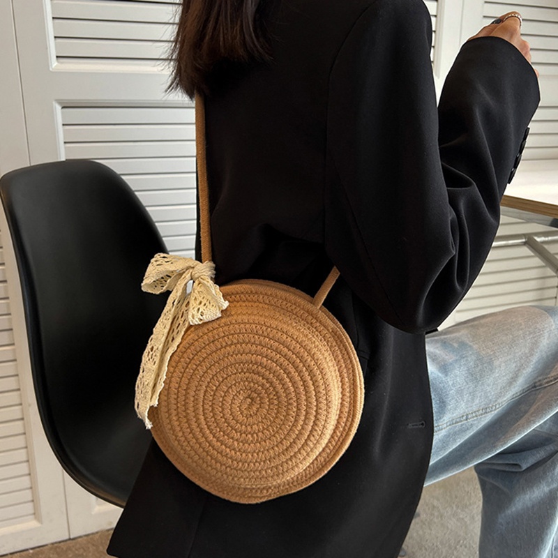 Túi cói Bằng Rơm Hình Tròn Thời Trang Dễ Phối Đồ Cho Nữ