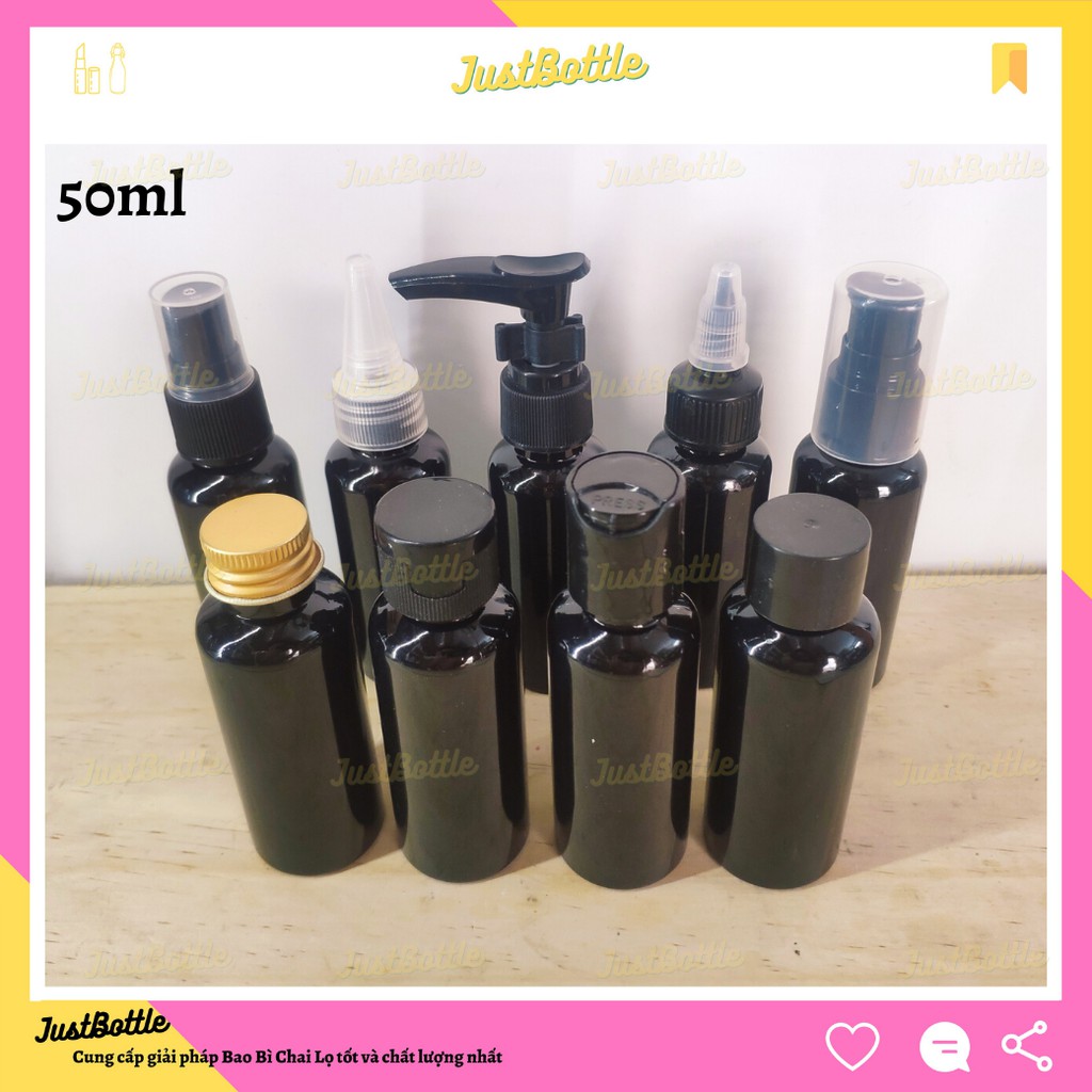 LỌ CHIẾT MỸ PHẨM Đen 30ml 50ml 100ml giá rẻ 🍀 VỎ CHAI NHỰA PET Nhỏ dạng vòi nhấn xịt phun sương nắp bật nhọn nhôm