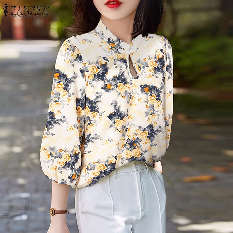 ZANZEA Áo Nữ Tay Lỡ 3 / 4 Cổ Tròn Thời Trang