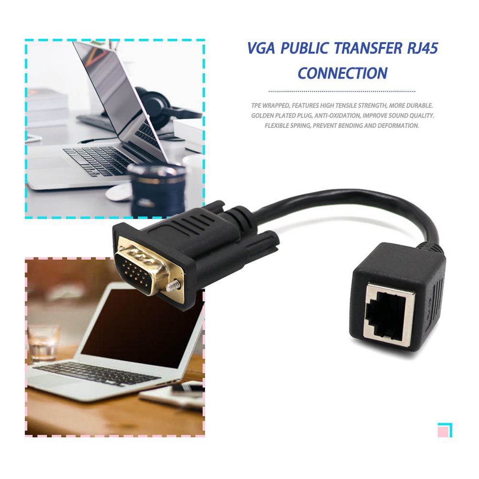 Cáp Chuyển Đổi Từ Vga Sang Lan Cat5 Cat5e Rj45 N27 Dài 0.15m