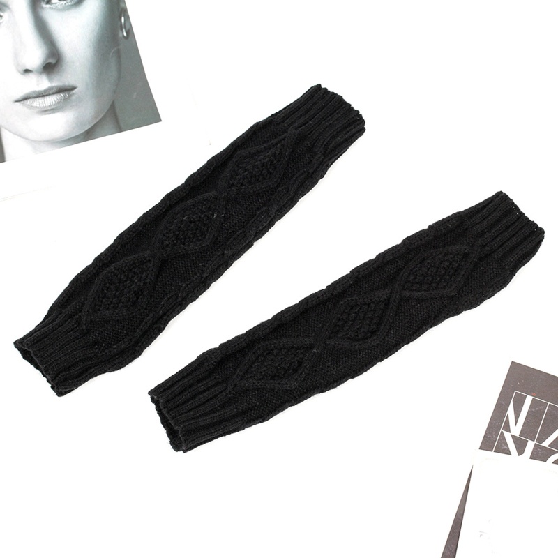 Găng Tay Len Dài Hở Ngón Ấm Áp Màu Sắc Đơn Giản Dành Cho Nam Và Nữ