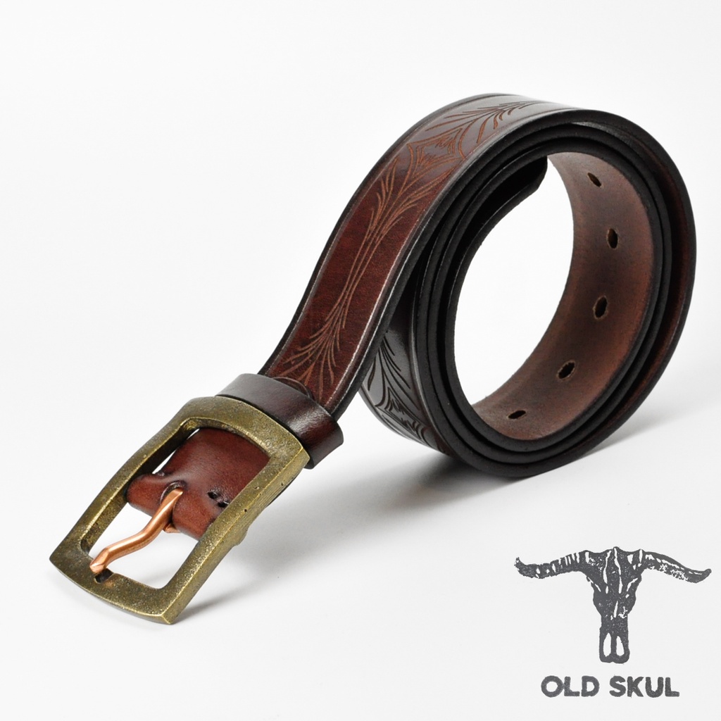 Dây thắt lưng da Old Skul phong cách rustic retro cao cấp DL6474, bản rộng 38mm dành cho nam