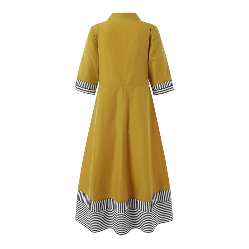 Đầm maxi ZANZEA tay lửng kẻ sọc cổ bẻ dáng rộng thời trang cho nữ