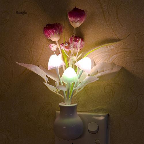 Đèn ngủ LED họa tiết hoa tulip lãng mạn trang trí nội thất