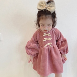 Váy Đầm nhung tay bồng bé gái mặc tết, dự tiệc xinh xỉu luôn ạ 🥰