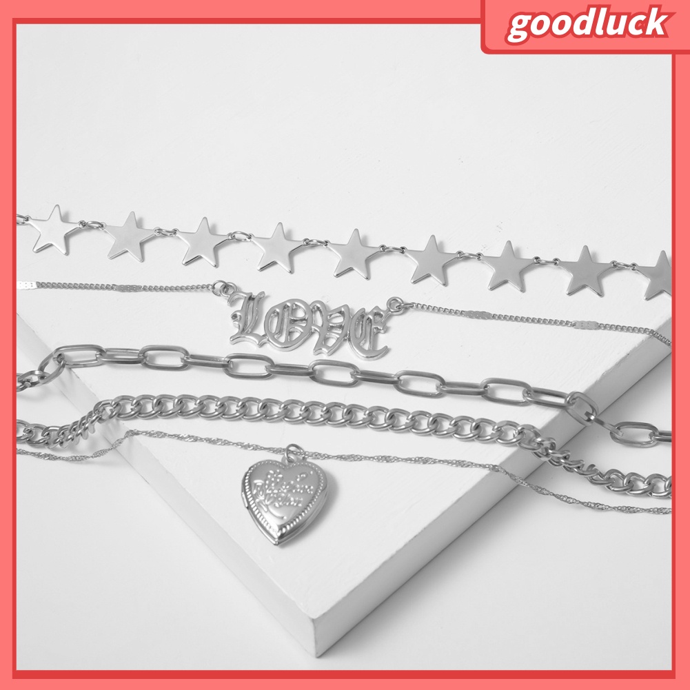 Set 5 Dây Chuyền Mặt Hình Ngôi Sao / Trái Tim Thời Trang Cho Nữ