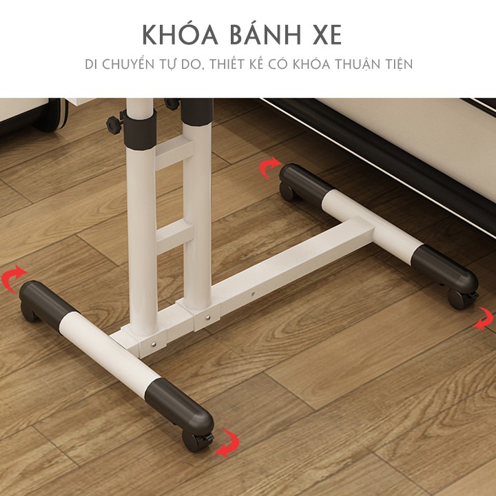 Bàn laptop đa năng tùy chỉnh độ cap có bánh xe di động