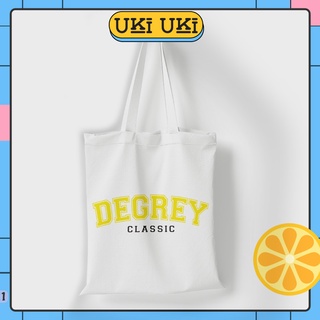 Túi tote vuông UKI UKI vải canvas phong cách Hàn Quốc mẫu DEGREY đựng nhiều sách vở đồ dùng thời trang ulzzang