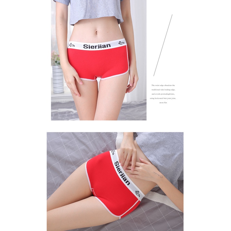 Quần lót boxer Yamini cotton nguyên chất lưng vừa thoáng mát không đường may phong cách thể thao chống lộ cho nữ nam