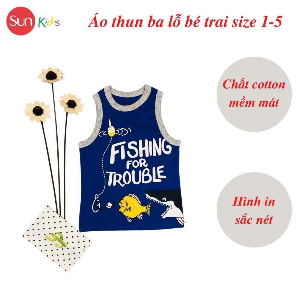 Áo thun bé trai, áo ba lỗ bé trai chất cotton, nhiều màu, Size 1 - 5 tuổi - SUNKIDS