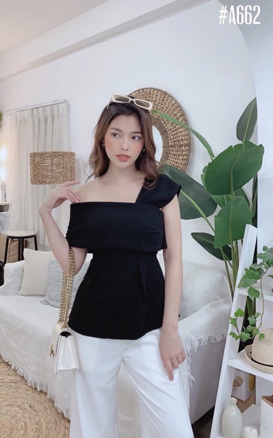 Áo peplum lệch vai 3 màu