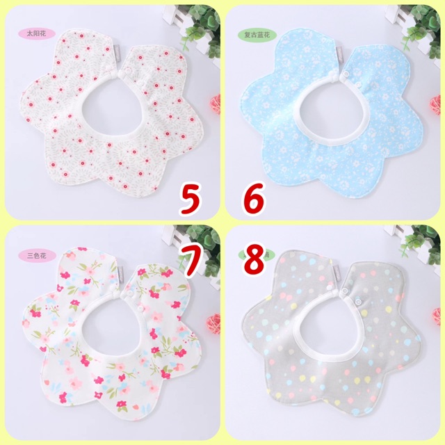 Yếm dãi cotton chống thấm hình hoa bé gái loại cao cấp