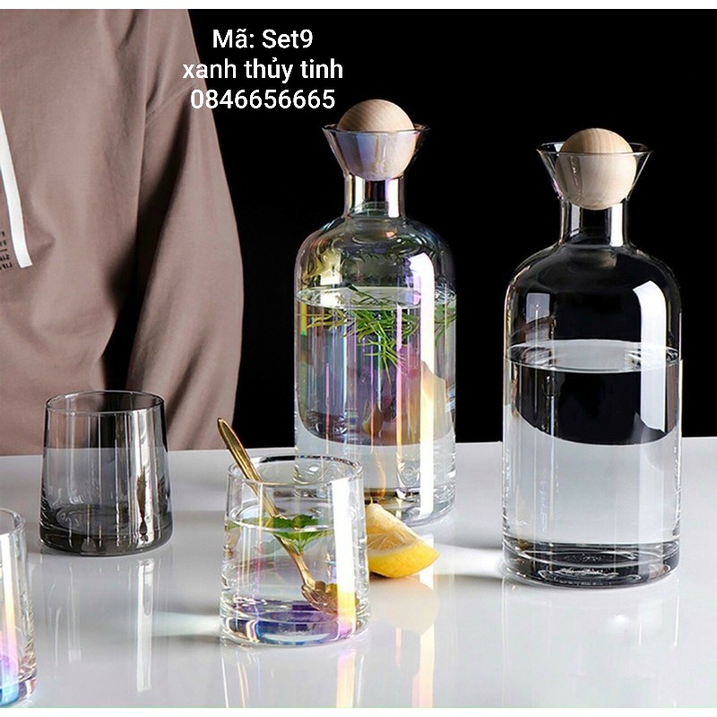 Set bình thuỷ tinh 1,2l + 2 cốc 250ml (3 màu)