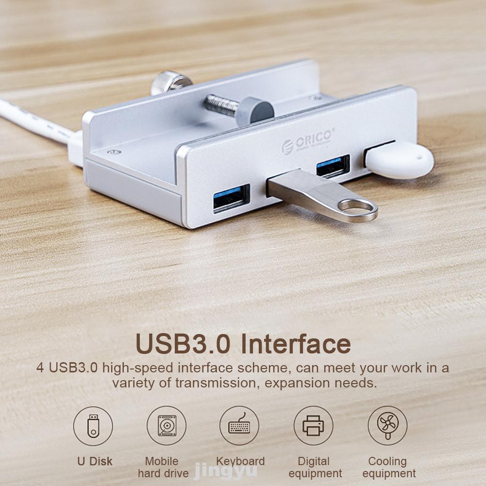 USB 3.0 hub 4 cổng sạc truyền dữ liệu di động với đèn báo LED kẹp hợp kim nhôm cho máy tính xách tay PC