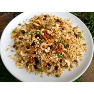 Granola không đường siêu Hot & Quả 500gr, Ngũ cốc hạt hạnh nhân, hoa quả sấy, yến mạch...