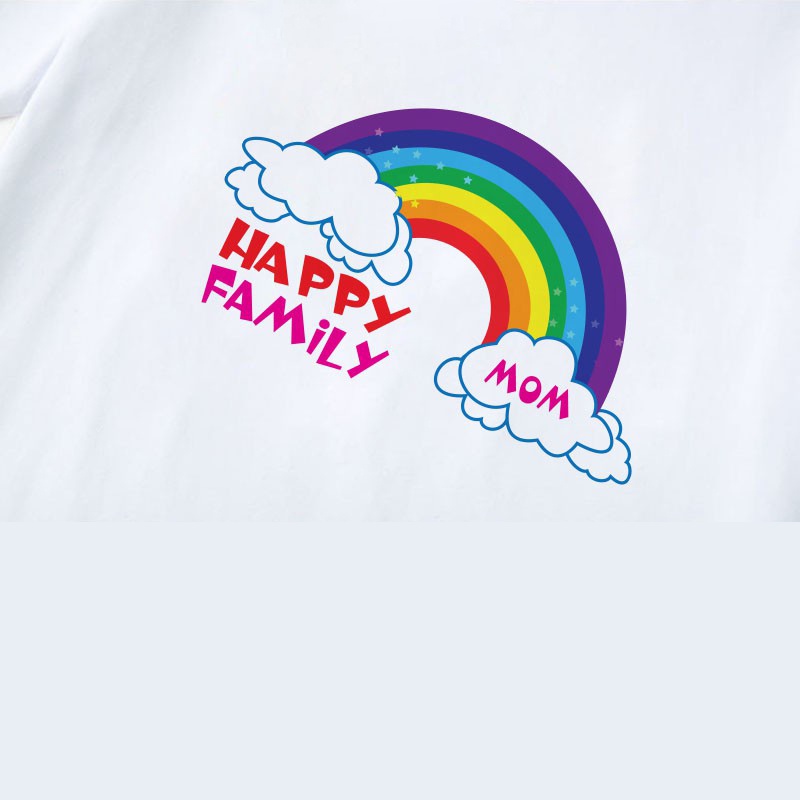 Áo đồng phục gia đình 3/4/5 người thun cotton mềm mịn mẫu cầu vồng màu trắng GD0015T Bin Action