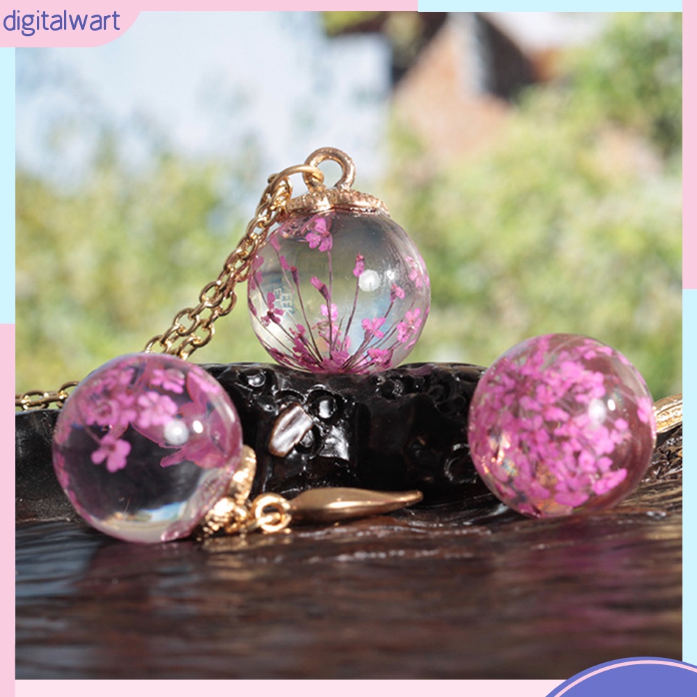 Vòng cổ Mặt Quả Cầu Thủy Tinh Chứa Hoa Khô Thời Trang Cho Nữ