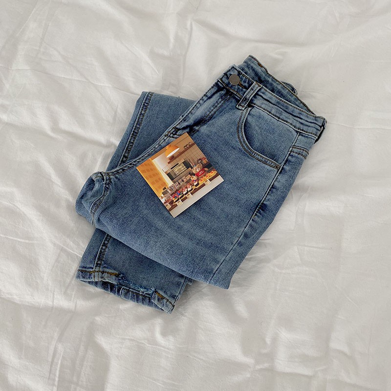 Quần jean mài cắt đoạn gấu ulzzang 6513