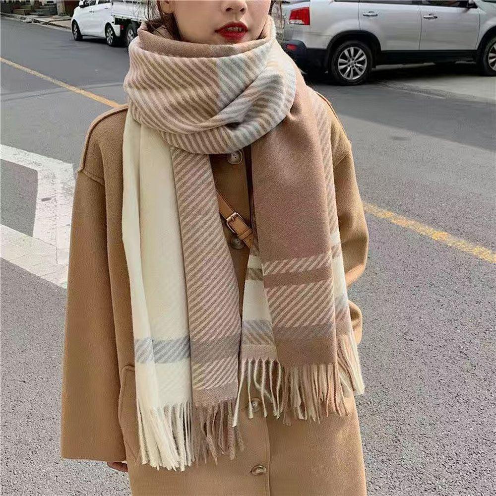 Khăn Choàng Len Tua Rua Dày Dặn Chống Gió Thời Trang Thu Đông Cho Nữ