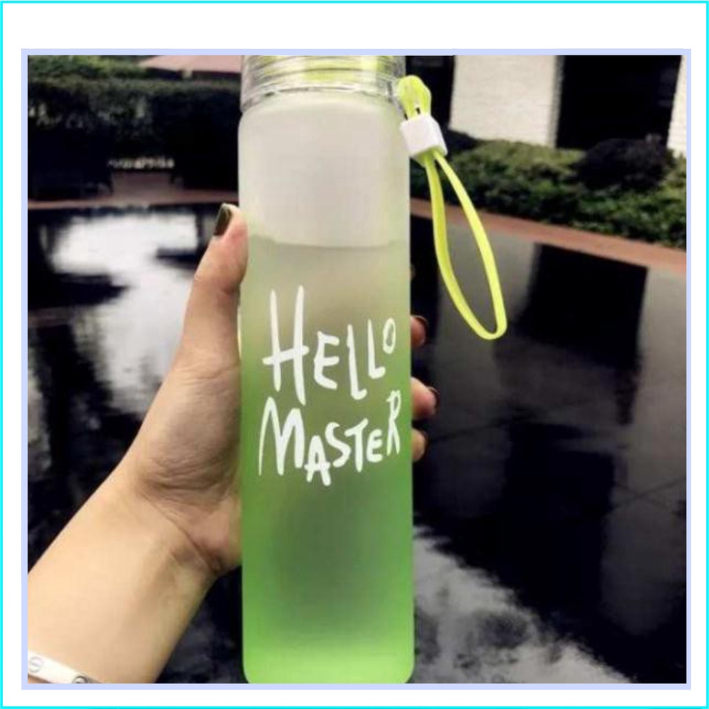 [Free Ship] Bình đựng nước thủy tinh Hello Master 450ml nhiều màu