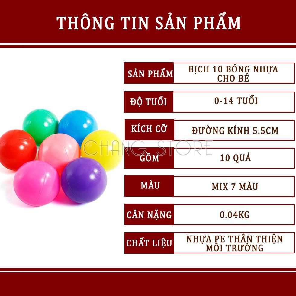 Bịch 10 bóng nhựa đồ chơi cho bé  chất lượng cao, bền, dày, nhiều màu sắc  tuyệt đối an toàn