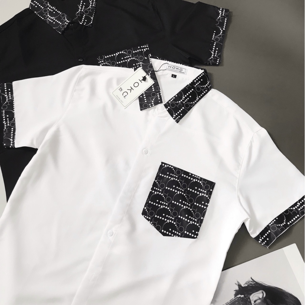 Áo Sơ Mi Nam Ngắn Tay Phối Cổ Có Túi Ngực Thời Trang Chất Kate Lụa Mịn Mát Đủ Size Chuẩn Form Mặc Đẹp Trẻ Trung NEW UNIS