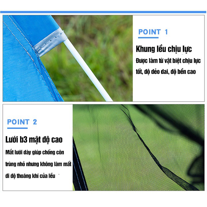 Lều Cắm Trại  Dã Ngoại 4 Người Tự Bung Cỡ Lớn 2mx2m Chống Nước Nhẹ Chống Gió Chống Tia Bức Xạ Có Che Đỉnh Lều | BigBuy360 - bigbuy360.vn
