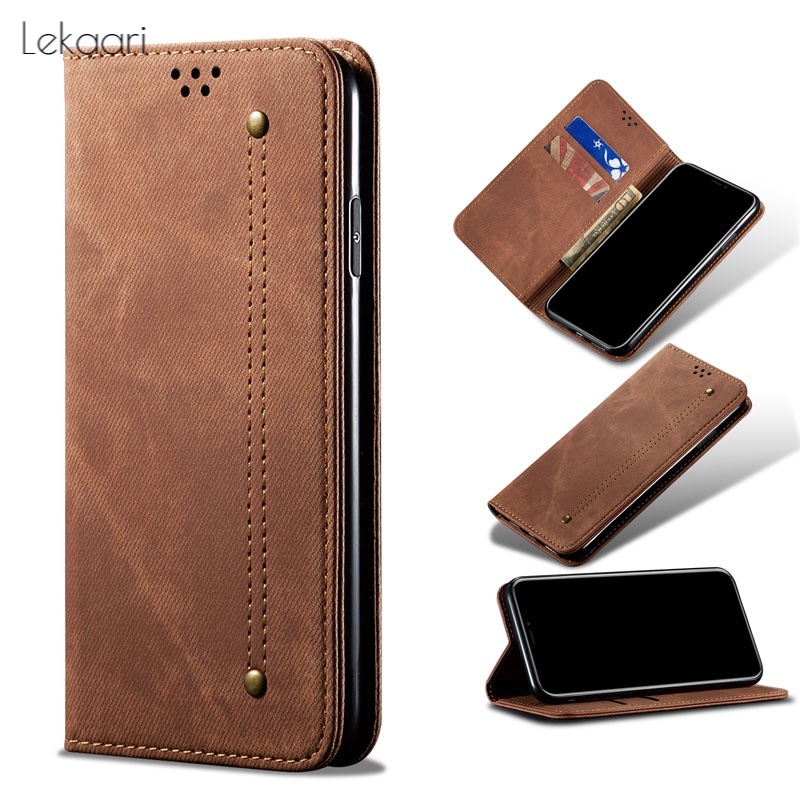 Bao da điện thoại nắp gập từ tính màu trơn có ngăn đựng thẻ thích hợp cho Iphone 8 7 6 6s Plus X Xr Xs Max Se 2020